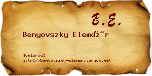Benyovszky Elemér névjegykártya