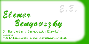 elemer benyovszky business card